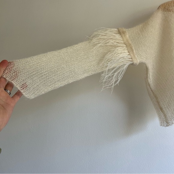 Louiza Babouryan Silk Mohair Knit Top with Feathers - Picture 4 of 16